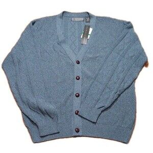 Oscar de la Renta Cardigan Mens Large Blue Sweater Preppy Academia Corpgore NEW